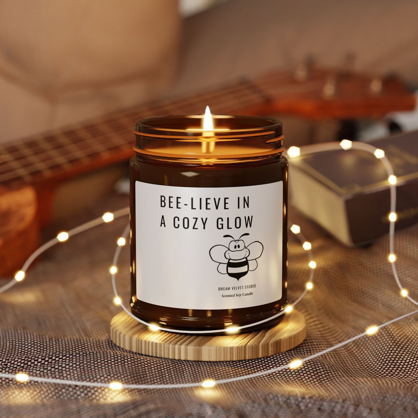 Bee-Lieve in a Cozy Glow Scented Soy Candle | Bee Lover Gift | Candle Gift | Bee Themed Decor | Eco Friendly Candle | Bumble Bee Candle