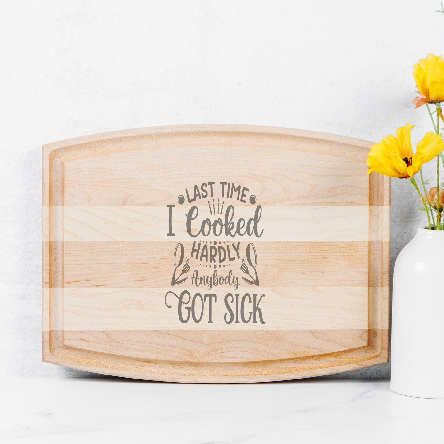 Humorous Arched Wood Cutting Board with Groove - 12" x 9" | Cutting Board | Wedding Gift | Charcuterie Board | Valentines Day Gift | Gift