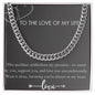 To The Love of My Life Cubin Link Chain Promise Necklace for Men, boyfriend gift, partner gift, gifts for him, anniversary gift, fiance gift