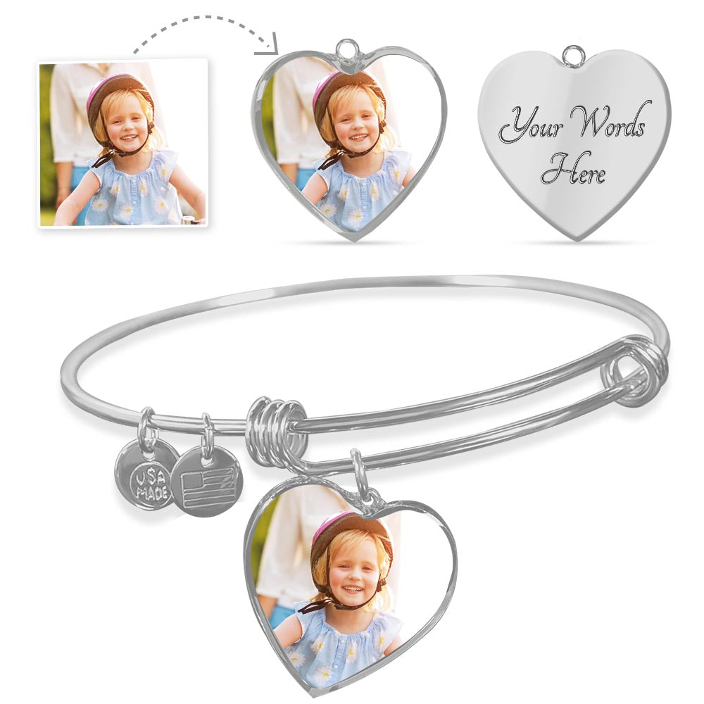 Luxury Heart Bangle With Personalized Photo