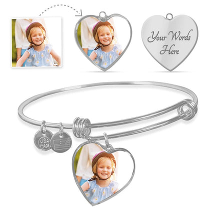 Luxury Heart Bangle With Personalized Photo