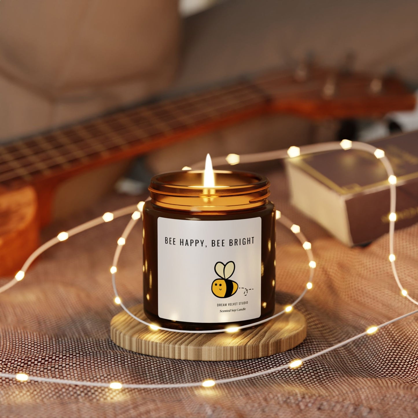 Bee Happy Bee Bright Scented Soy Candle | Bee Lover Gift | Candle Gift | Bee Themed Decor | Eco Friendly Candle | Bumble Bee | Unique Candle