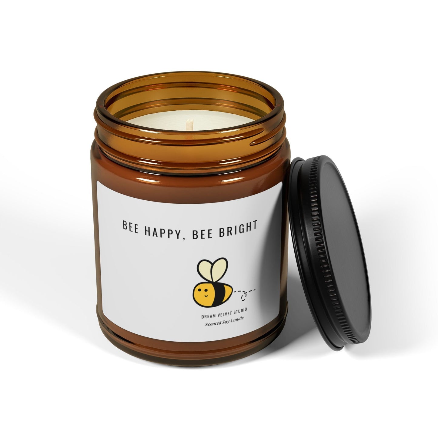 Bee Happy Bee Bright Scented Soy Candle | Bee Lover Gift | Candle Gift | Bee Themed Decor | Eco Friendly Candle | Bumble Bee | Unique Candle