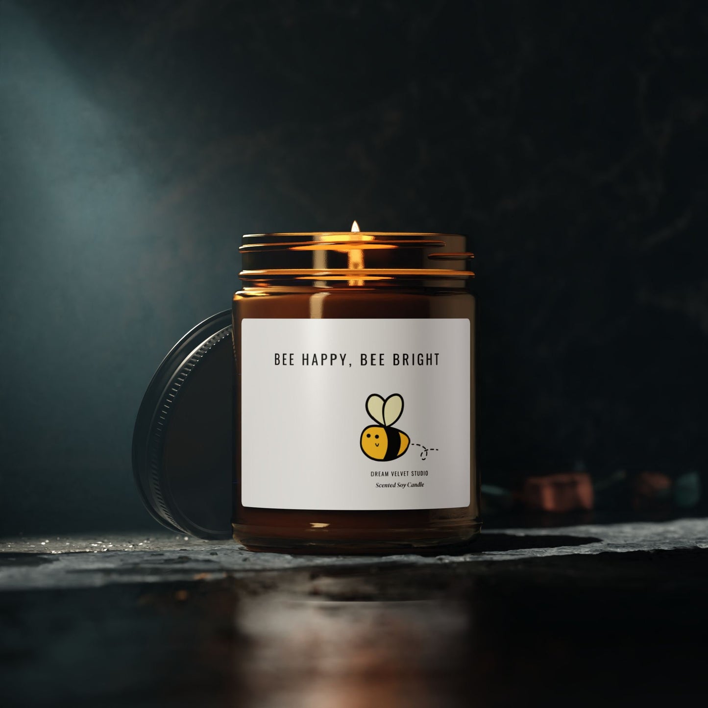 Bee Happy Bee Bright Scented Soy Candle | Bee Lover Gift | Candle Gift | Bee Themed Decor | Eco Friendly Candle | Bumble Bee | Unique Candle