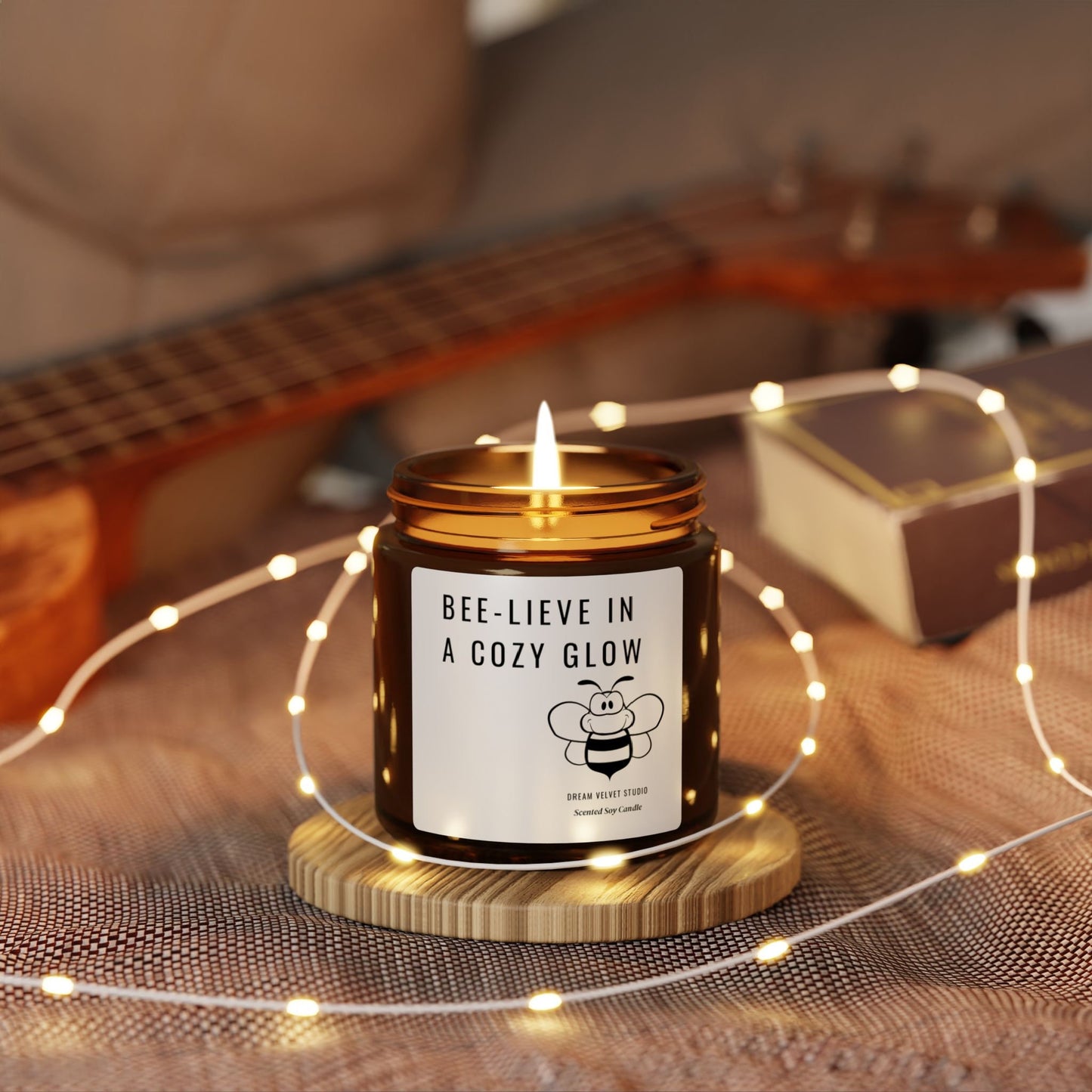 Bee-Lieve in a Cozy Glow Scented Soy Candle | Bee Lover Gift | Candle Gift | Bee Themed Decor | Eco Friendly Candle | Bumble Bee Candle