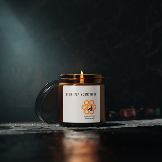 Light Up Your Hive Scented Soy Candle | Bee Lover Gift | Candle Gift | Bee Themed Decor | Eco Friendly Candle  | Bumble Bee | Unique Candle