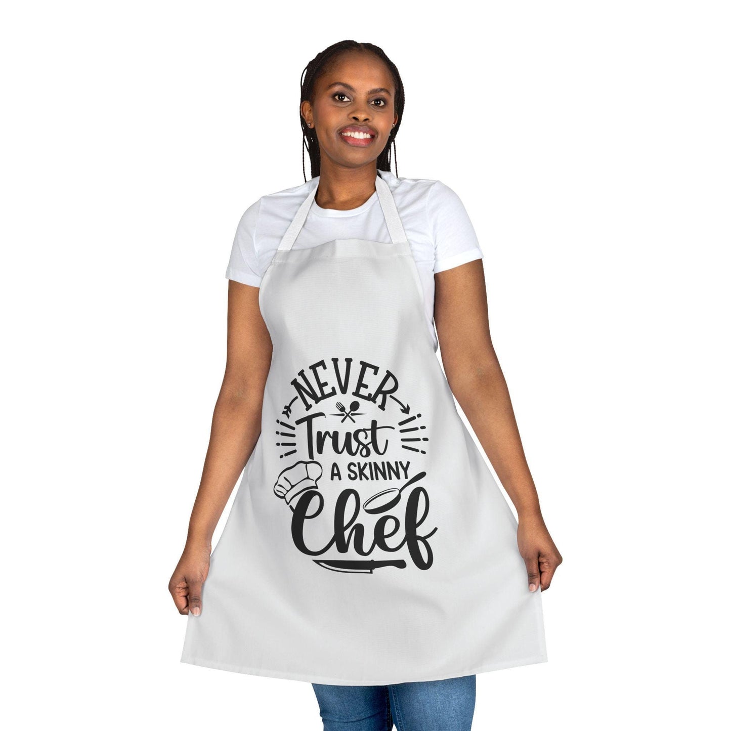 Never Trust A Skinny Chef Unisex Apron, 5-Color Straps | Kitchen Essential | Cooking Gift | Unisex Apron | Kitchen Apron | Kitchen Gift