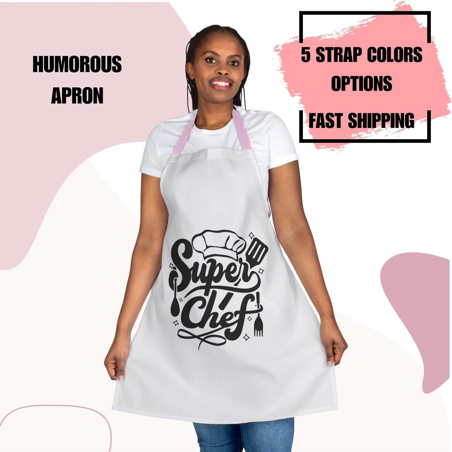 Super Chef Unisex Apron, 5-Color Straps | Kitchen Essential | Cooking Gift | Unisex Apron | Kitchen Apron | Kitchen Gift | Humorous Gift