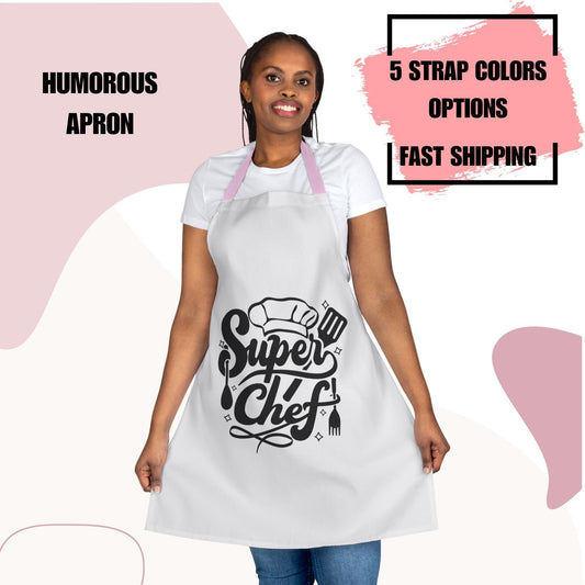 Super Chef Unisex Apron, 5-Color Straps | Kitchen Essential | Cooking Gift | Unisex Apron | Kitchen Apron | Kitchen Gift | Humorous Gift