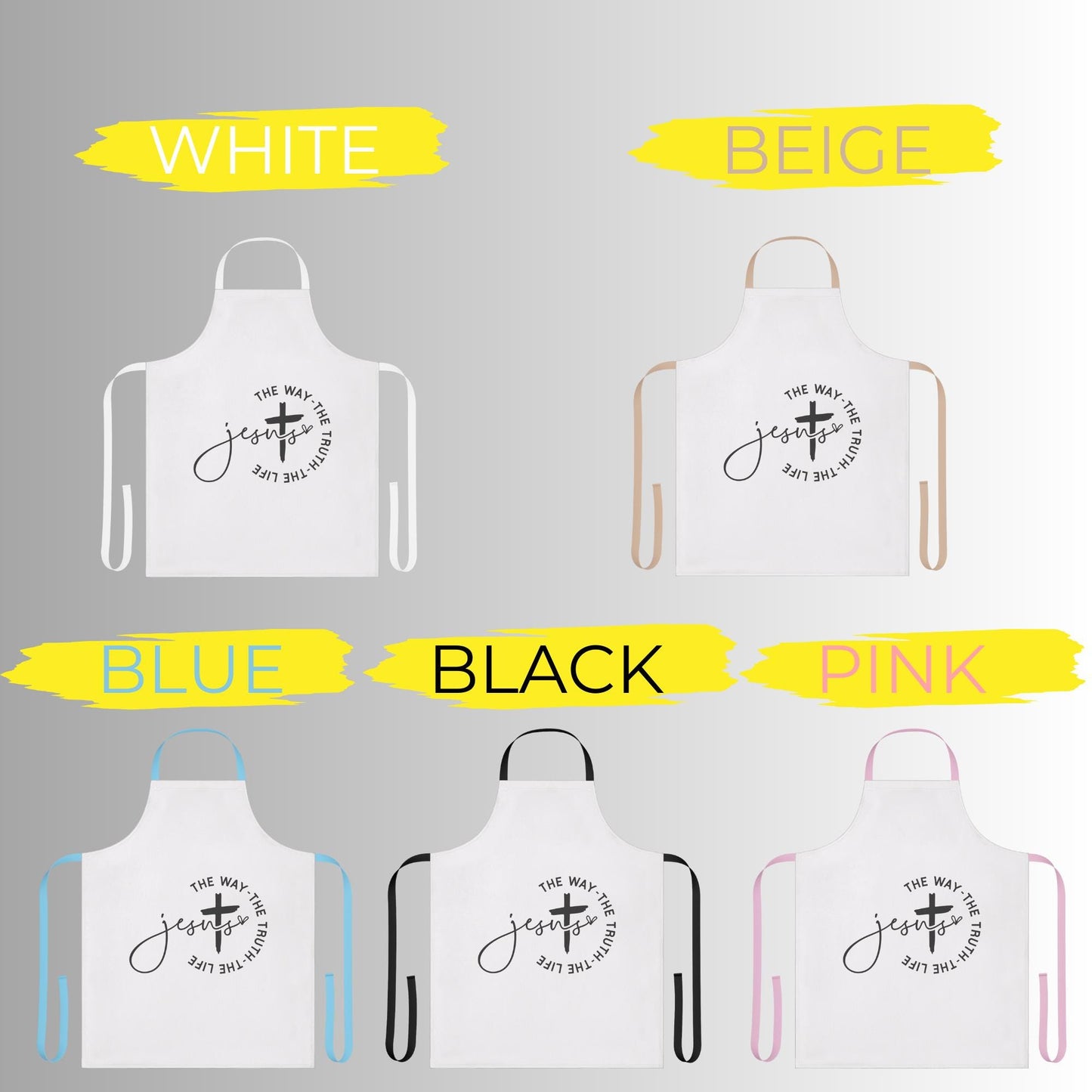 Jesus Religious Unisex Apron, 5-Color Straps | Kitchen Essential | Cooking Gift | Unisex Apron | Kitchen Gift | Religious Apron