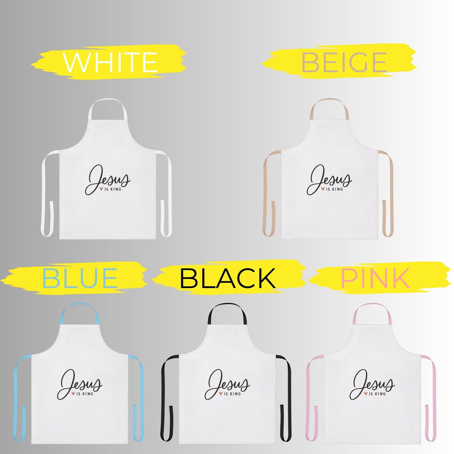 Jesus is King - Religious Unisex Apron, 5-Color Straps | Kitchen Essential | Cooking Gift | Unisex Apron | Kitchen Gift | Religious Apron
