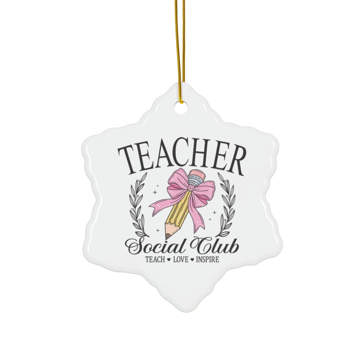 Teacher Social Club Ceramic Ornament | 3 Shapes Available | Christmas Tree Decoration | Gift for Teacher | Festive Ornament | Xmas Gift Idea