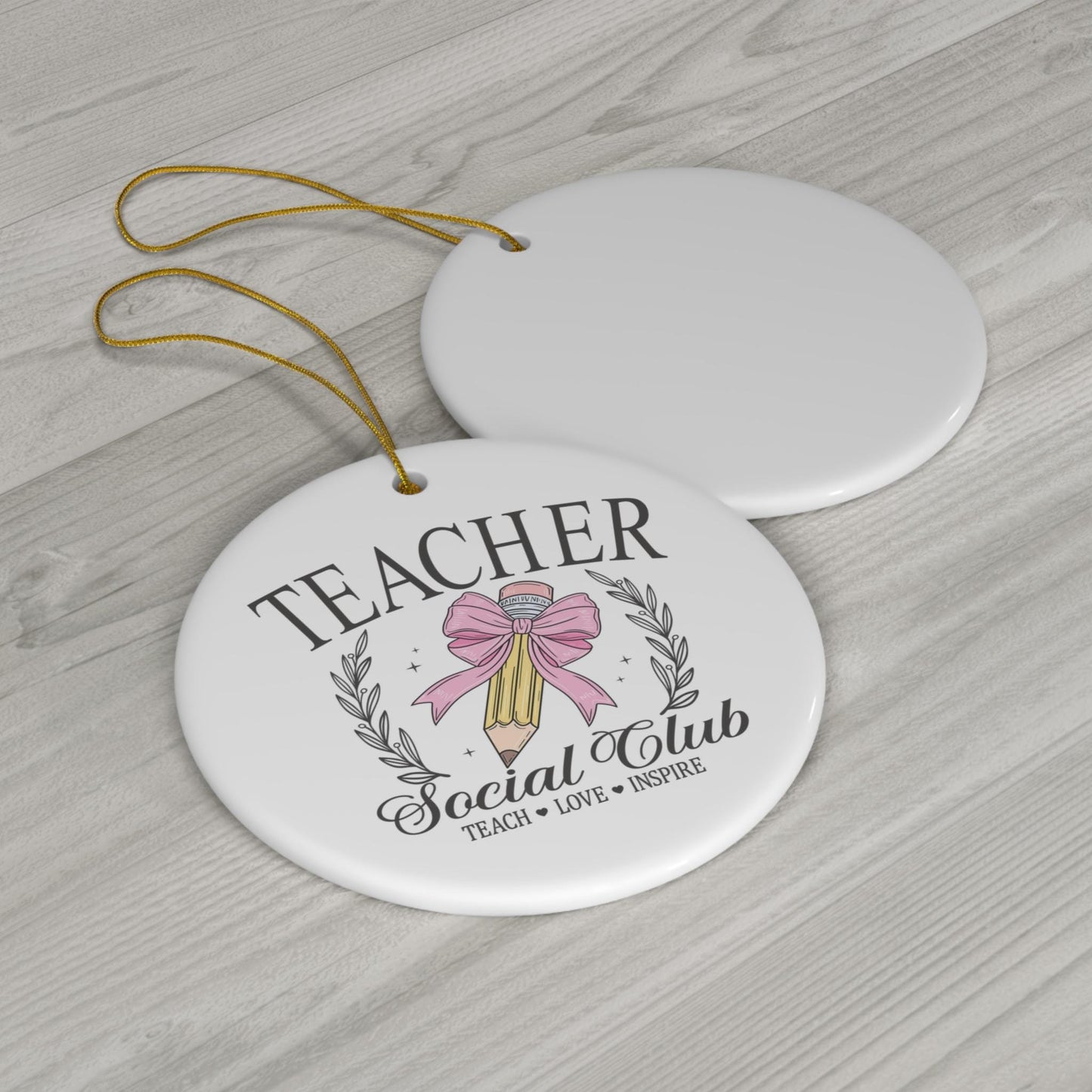 Teacher Social Club Ceramic Ornament | 3 Shapes Available | Christmas Tree Decoration | Gift for Teacher | Festive Ornament | Xmas Gift Idea
