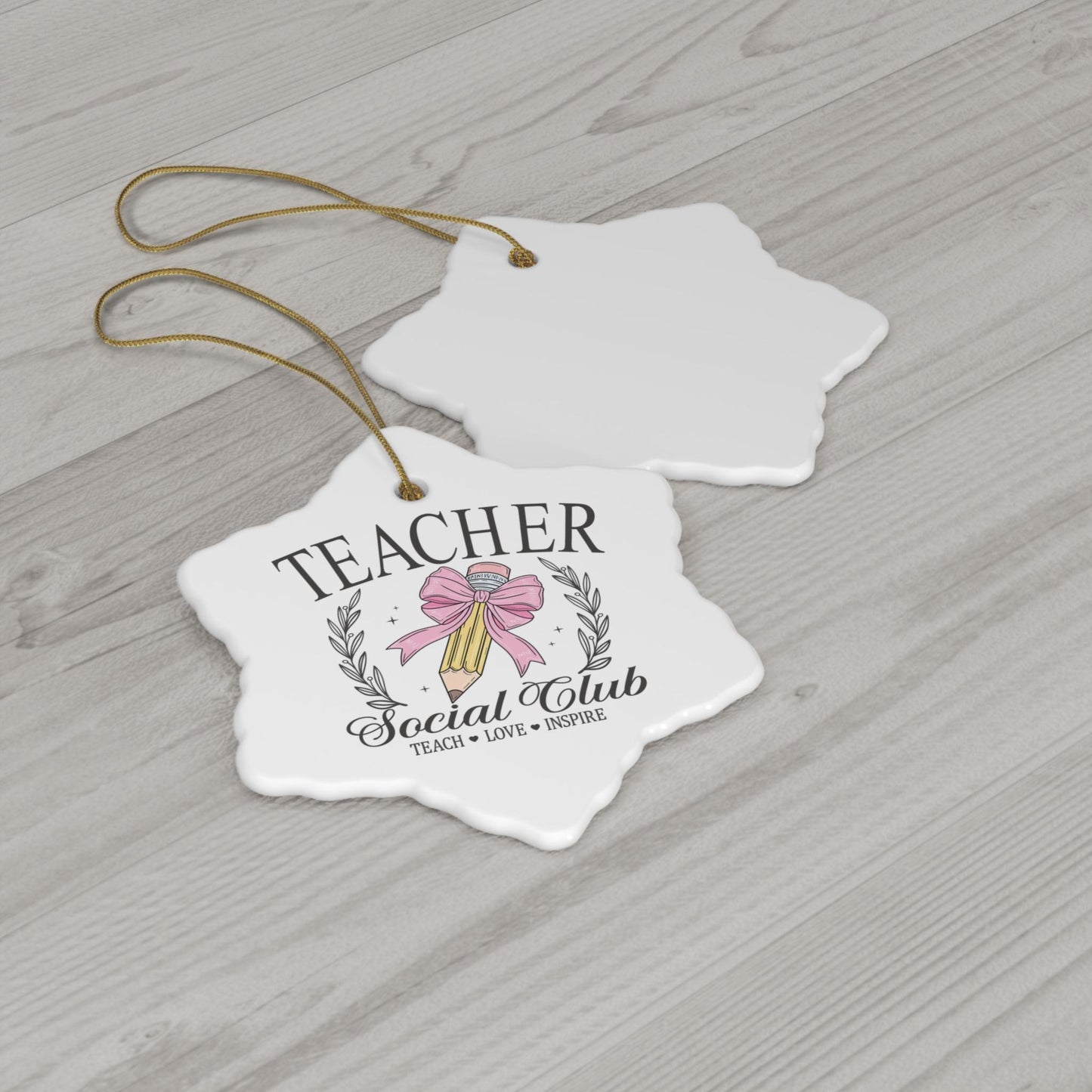 Teacher Social Club Ceramic Ornament | 3 Shapes Available | Christmas Tree Decoration | Gift for Teacher | Festive Ornament | Xmas Gift Idea