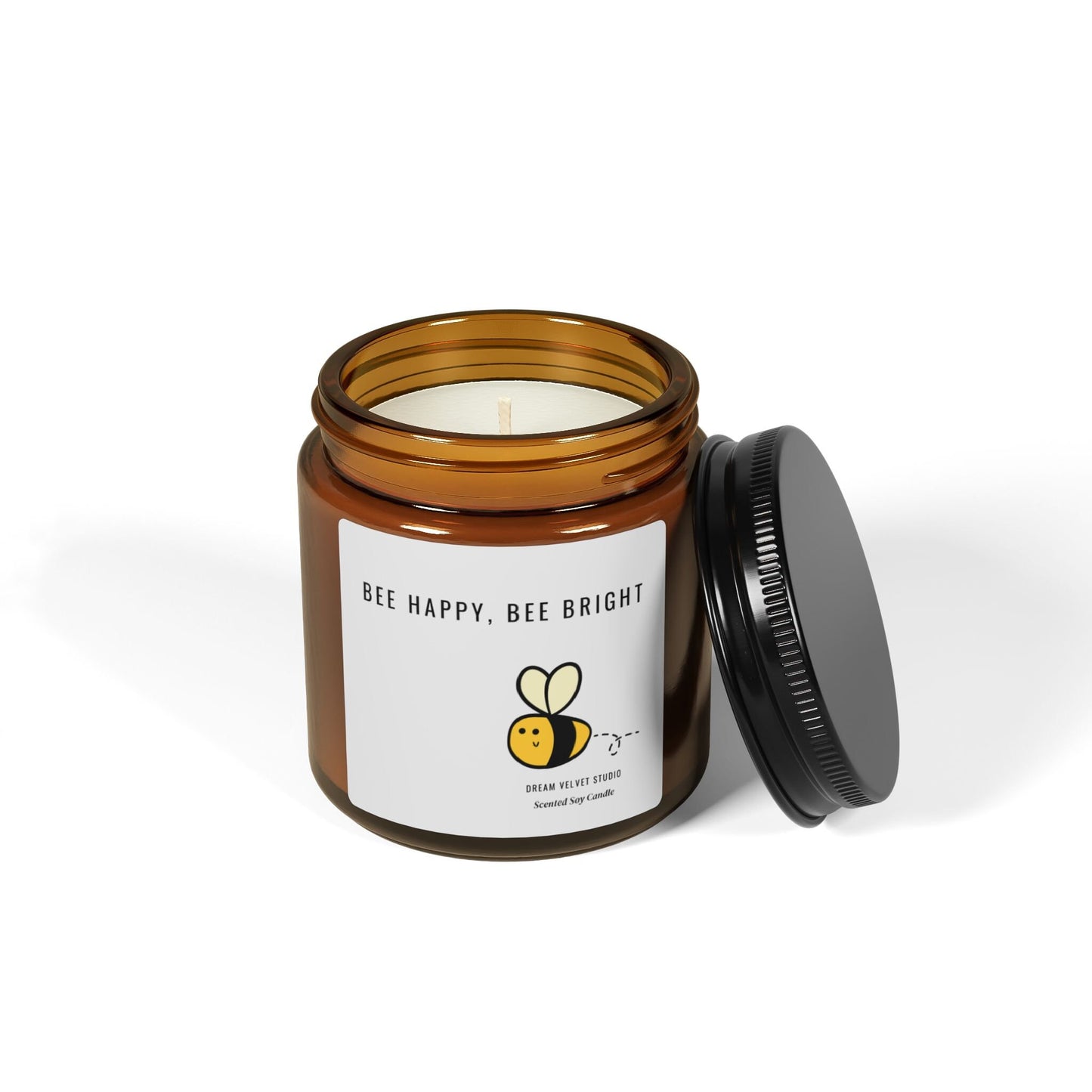 Bee Happy Bee Bright Scented Soy Candle | Bee Lover Gift | Candle Gift | Bee Themed Decor | Eco Friendly Candle | Bumble Bee | Unique Candle