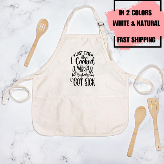 Last Time I Cooked Apron - Adjustable Chef Apron with Pockets | Kitchen Essential | Cooking Gift | Unisex Apron | Culinary Accessory