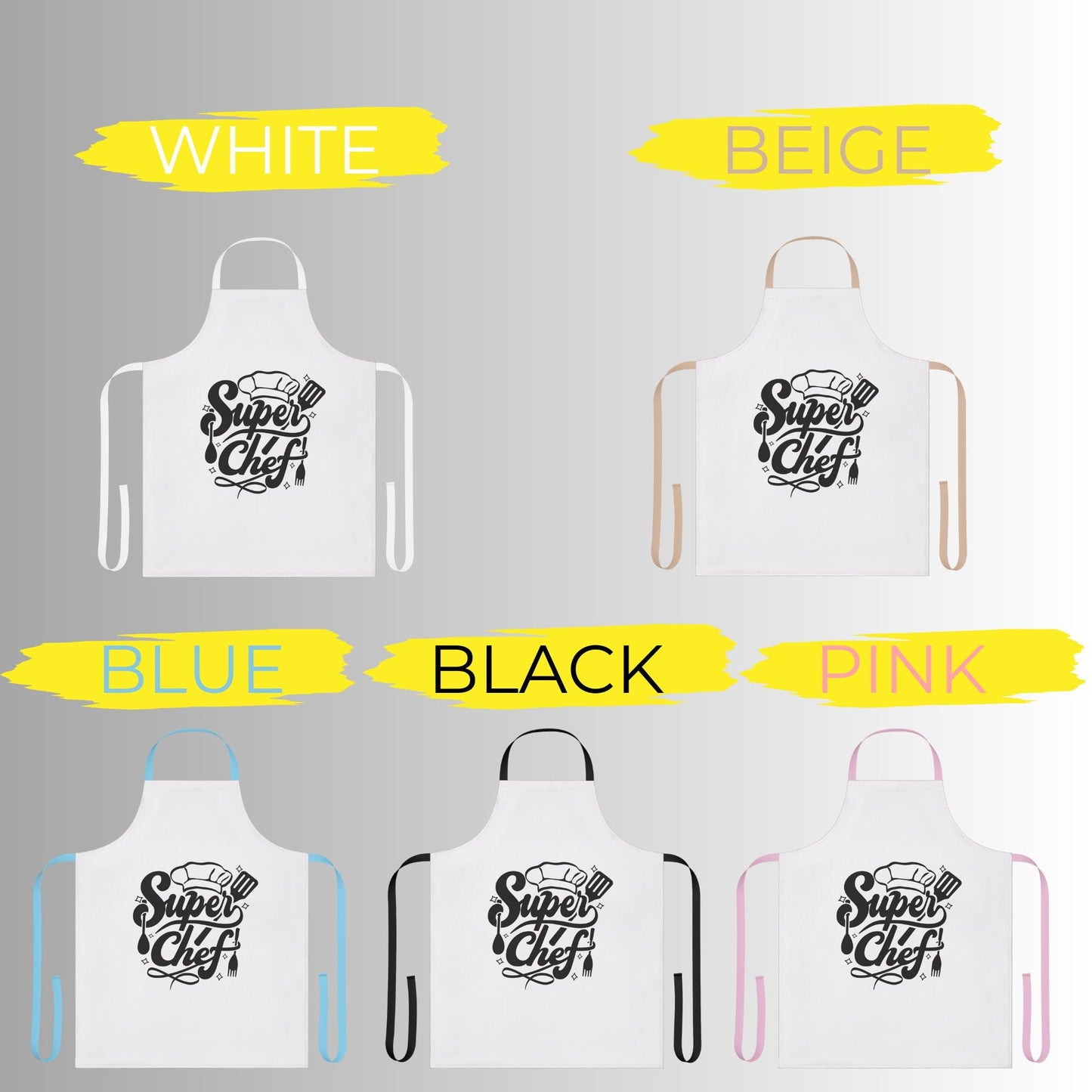 Super Chef Unisex Apron, 5-Color Straps | Kitchen Essential | Cooking Gift | Unisex Apron | Kitchen Apron | Kitchen Gift | Humorous Gift