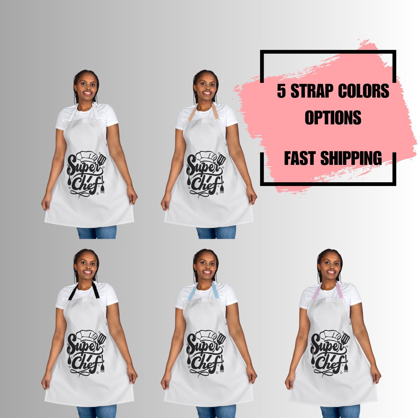 Super Chef Unisex Apron, 5-Color Straps | Kitchen Essential | Cooking Gift | Unisex Apron | Kitchen Apron | Kitchen Gift | Humorous Gift