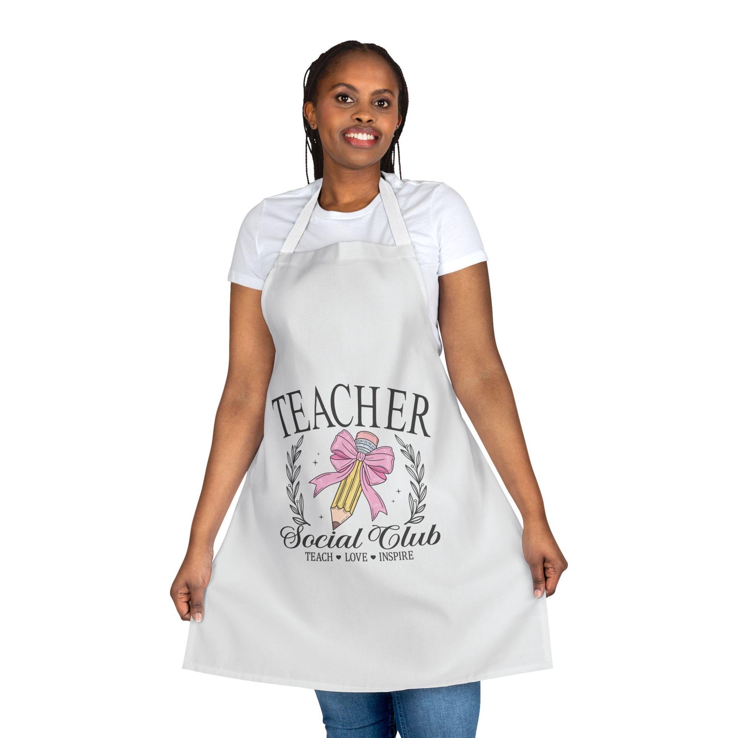 Teacher Social Club Apron, 5-Color Straps | Kitchen Essential | Cooking Gift | Kitchen Apron | Teacher Gift | Gift for Her | Apron for Women