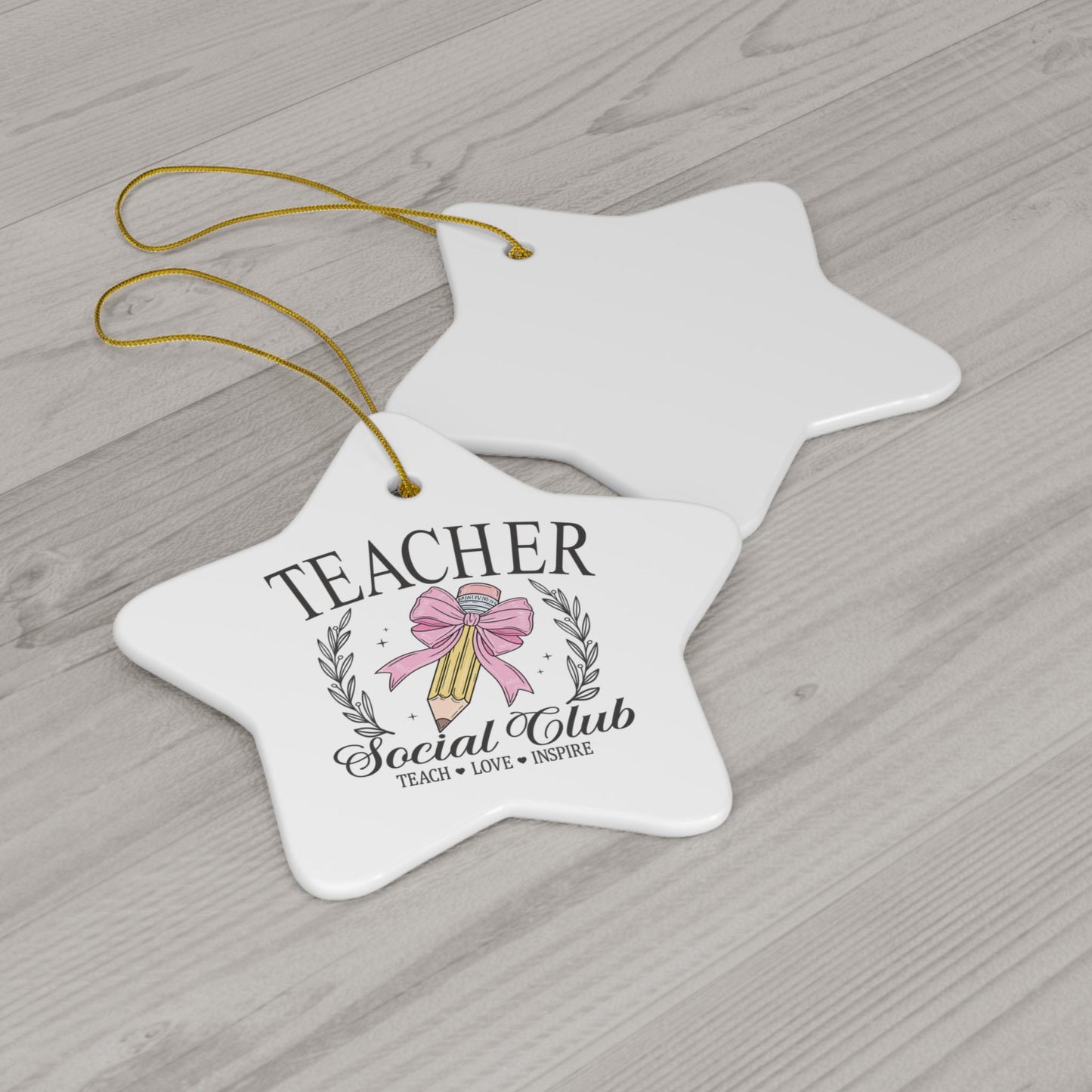 Teacher Social Club Ceramic Ornament | 3 Shapes Available | Christmas Tree Decoration | Gift for Teacher | Festive Ornament | Xmas Gift Idea
